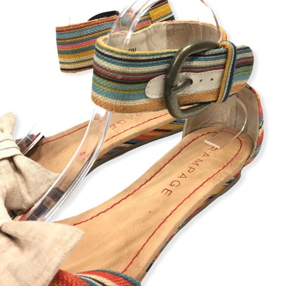 Rampage Low Wedge Sandal Size 9 Colorful Fabric Ankle Strap Darling - Picture 7 of 12